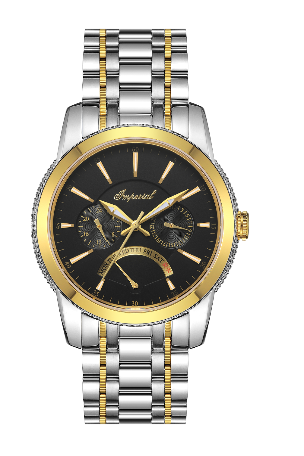 Imperial Quartz Chronograph – Stainless Steel Bracelet (Ref. IM-4787) Two-Tone Black Dial