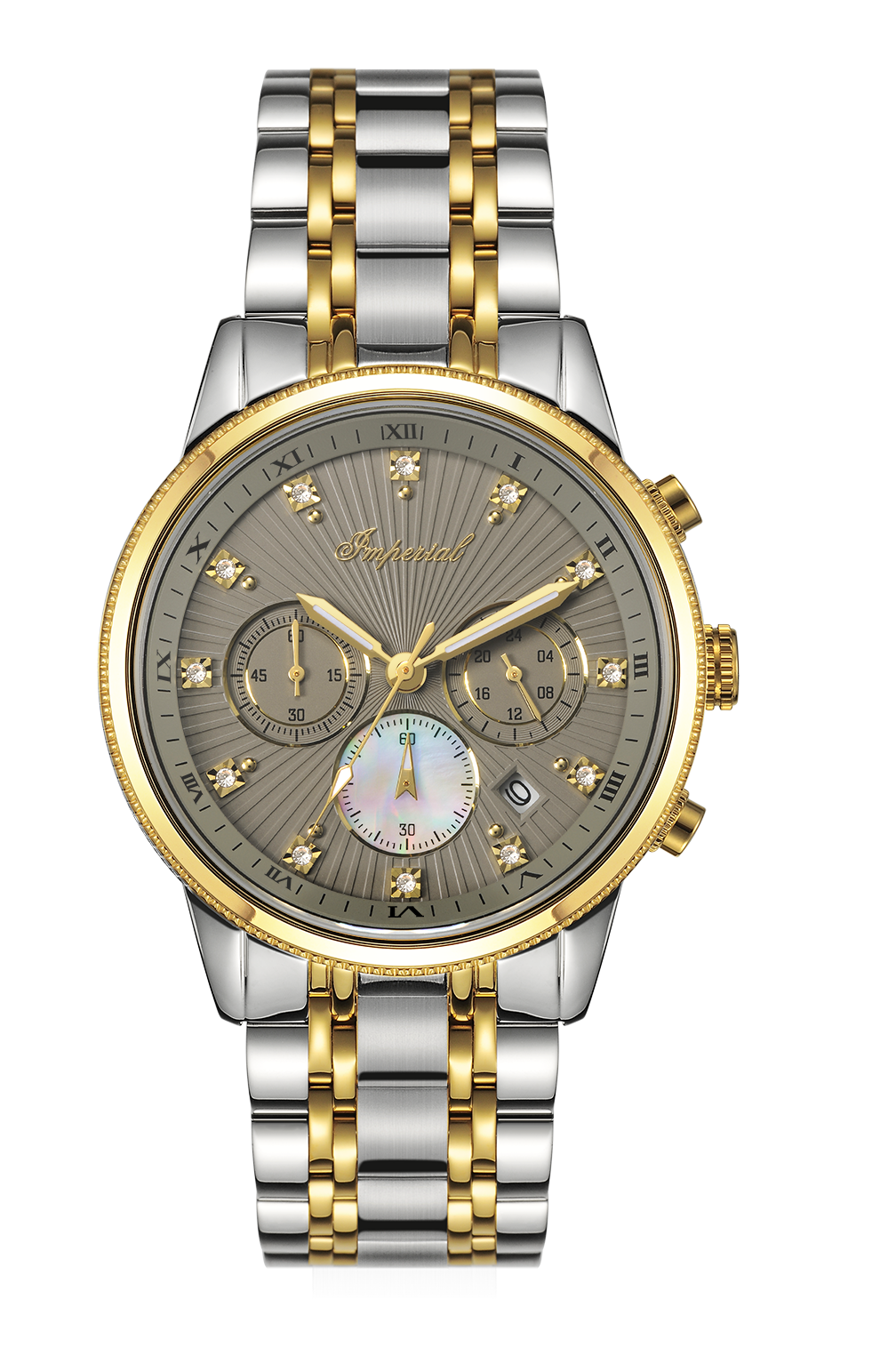 Imperial Quartz Chronograph – Stainless Steel Bracelet (Ref. IM-4701) Two-Tone Grey Dial