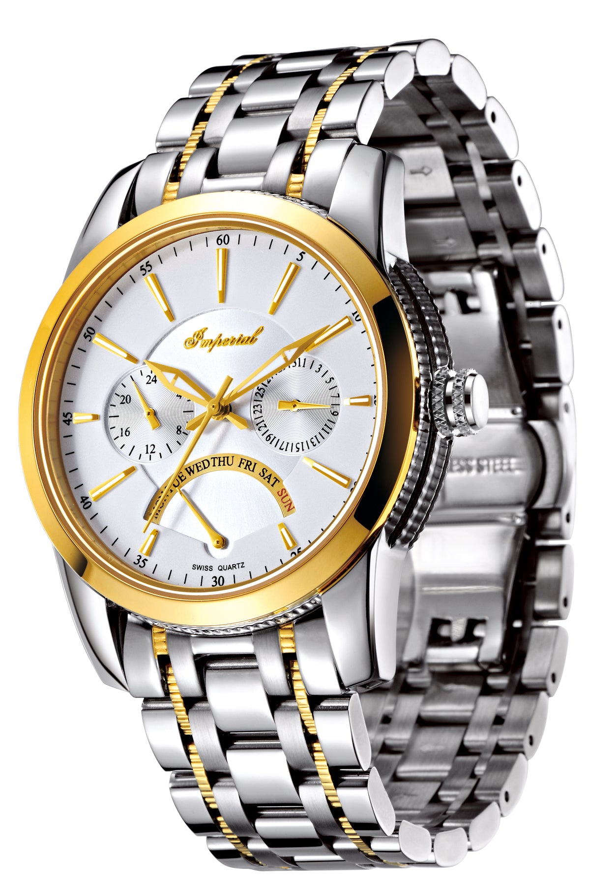 Imperial Quartz Chronograph – Stainless Steel Bracelet (Ref. IM-4787) Two-Tone White Dial