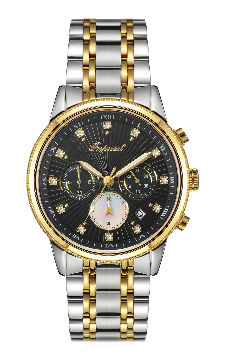 Imperial Quartz Chronograph – Stainless Steel Bracelet (Ref. IM-4701) Two-Tone Black Dial